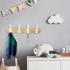 Metal And Wood Hanging Kids' Wall Hooks White - Pillowfort™ -Pillowfort Shop GUEST 58464b19 7cfd 4eee bc98 110e58e1429b