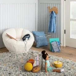 Wire Stackable Kids' Storage Basket Gray - Pillowfort™