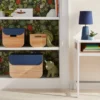 Large Natural Wood Rectangular Kids' Storage With Lid Navy - Pillowfort™