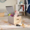 Medium Natural Wood Kids' Storage With Lid Gray - Pillowfort™